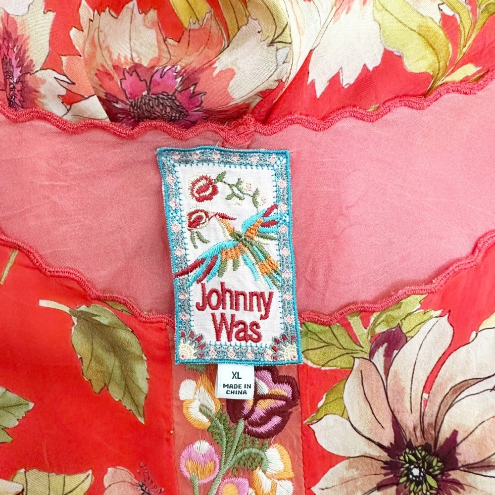 Johnny Was Red Floral Sleeveless Dress 
Size XL - Picture 3 of 9